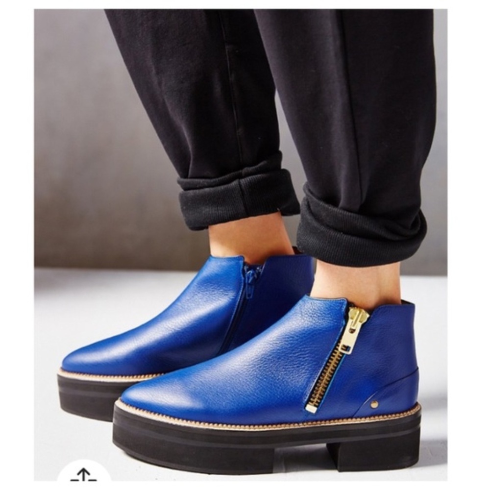 XPERIMENTAL Leather Blue Anna AIMI Shoes